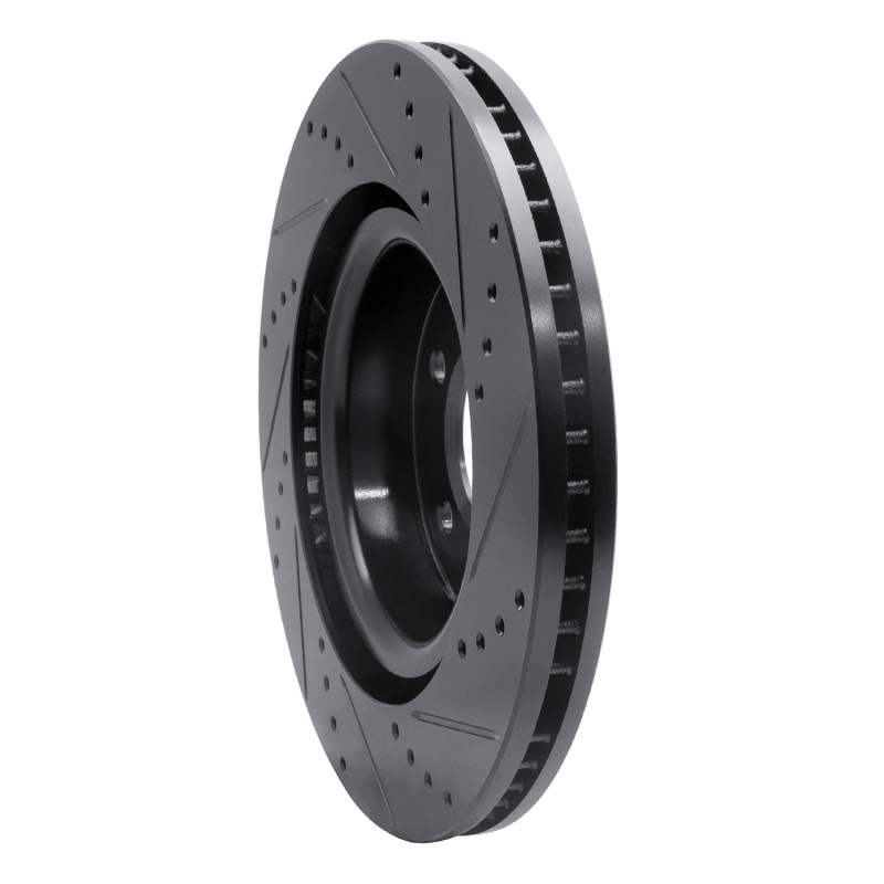 Land Rover LR3 Brake Rotor (1) - Front Left - R1 Concepts - Drilled & Slotted - Black - `05-`09